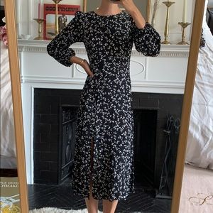 NWT &Other Stories black floral midi dress